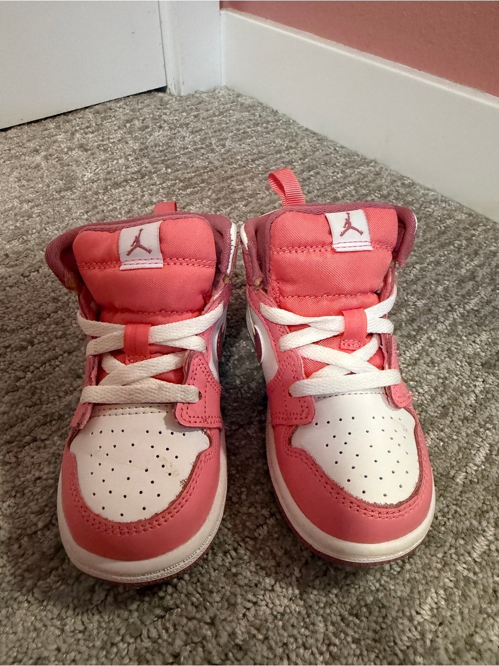 Jordan Kids Pink & White Mid-Top Sneakers